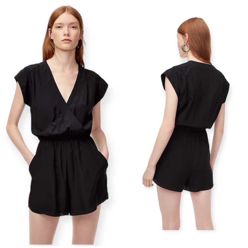 Aritzia Babaton Black Corbett Silk Romper